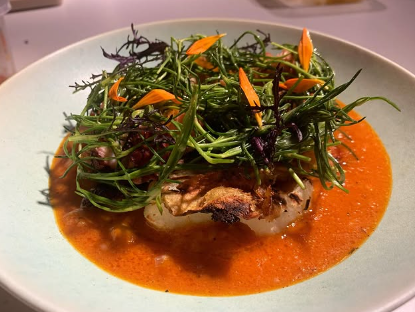 Modern and artistic presentation of a Korean dish at Blgre Seoul, showcasing contemporary culinary