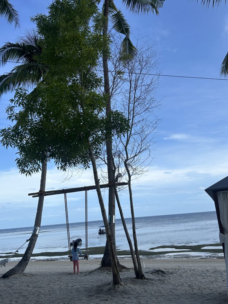 Panoramic view of the longest private white sand beach in Bohol at South Palms Resort Panglao MGallery.