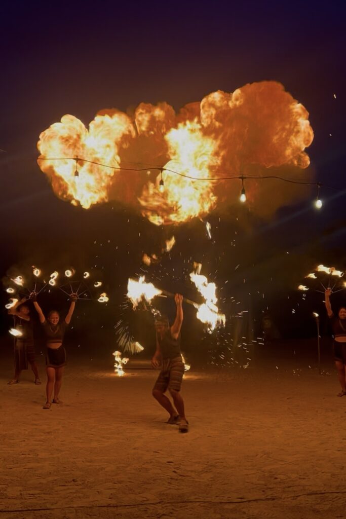 Nightlife entertainment at South Palms Resort Panglao MGallery featuring fire dancing shows