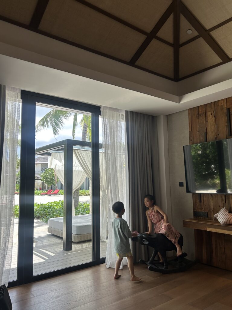 Luxurious beachfront room interior with a stunning ocean view at South Palms Resort Panglao MGallery, Bohol.