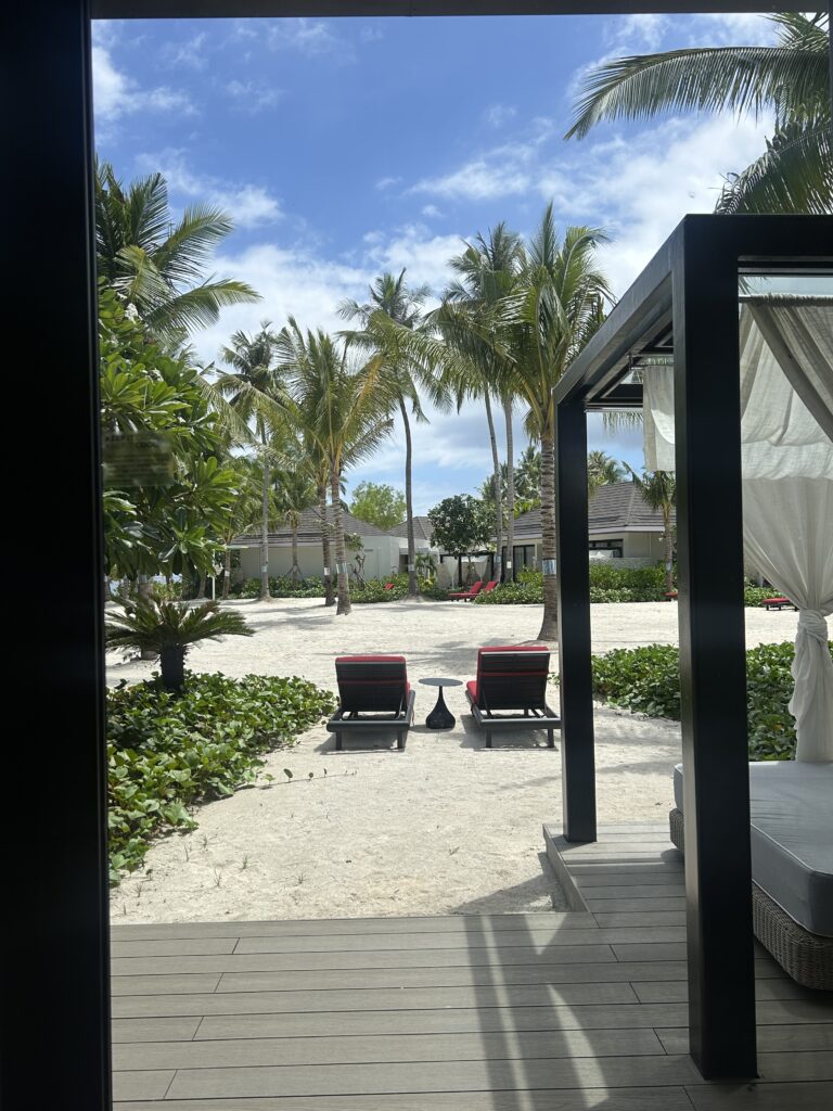 Luxurious beachfront room interior with a stunning ocean view at South Palms Resort Panglao MGallery, Bohol.