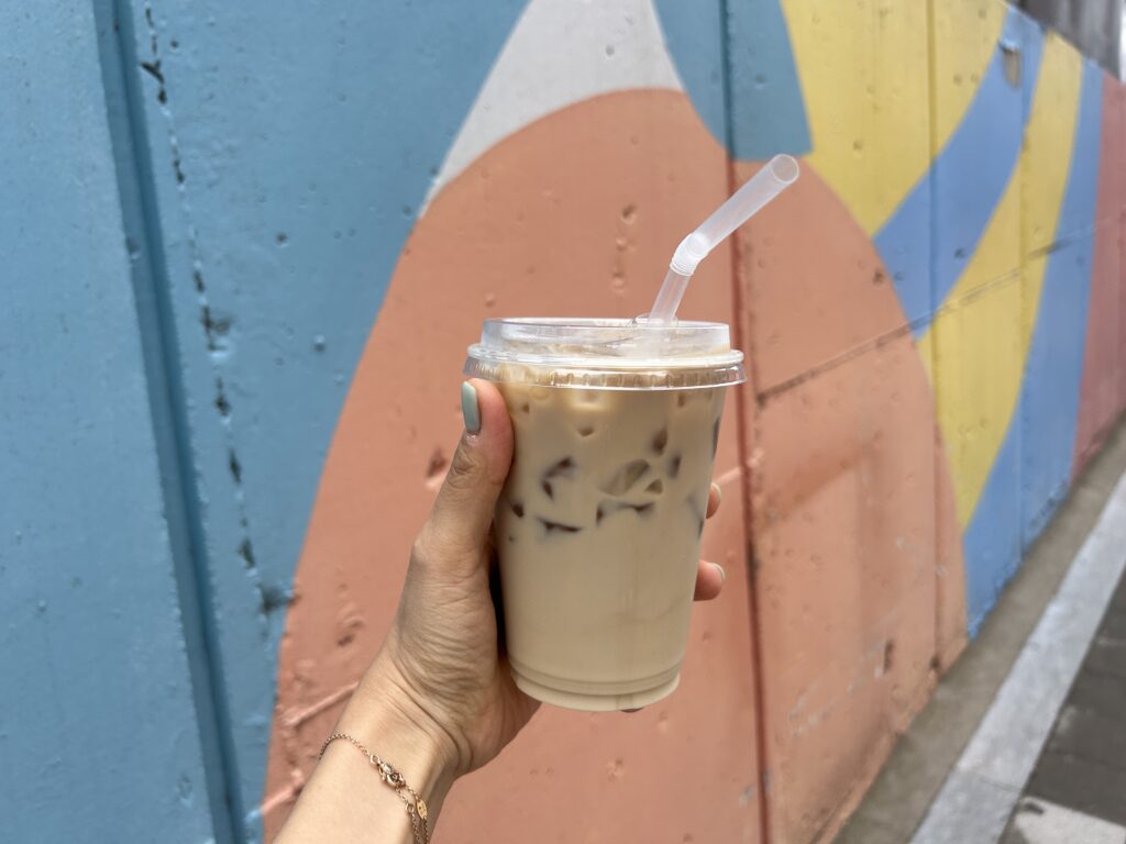 Ttungba Latte (banana milk latte) that I made in Korea