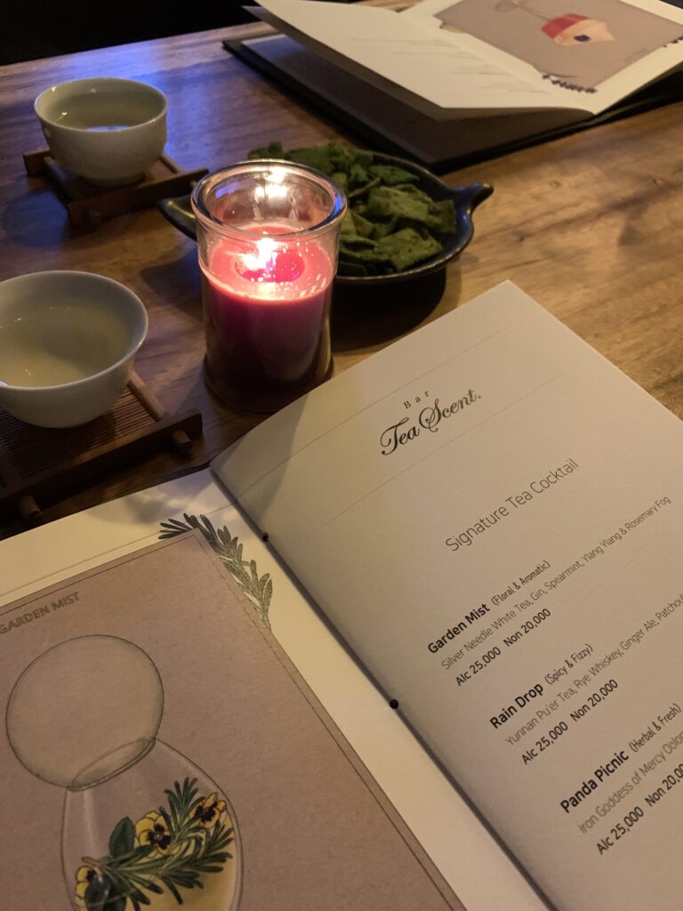 The 4 Best Bars in Seoul Gangnam : the menu of Bar Tea Scent