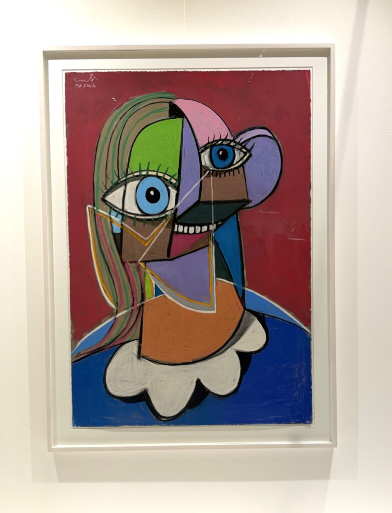 A large, colorful contemporary painting by George Condo exhibited in a major international gallery booth at Frieze Seoul 2026